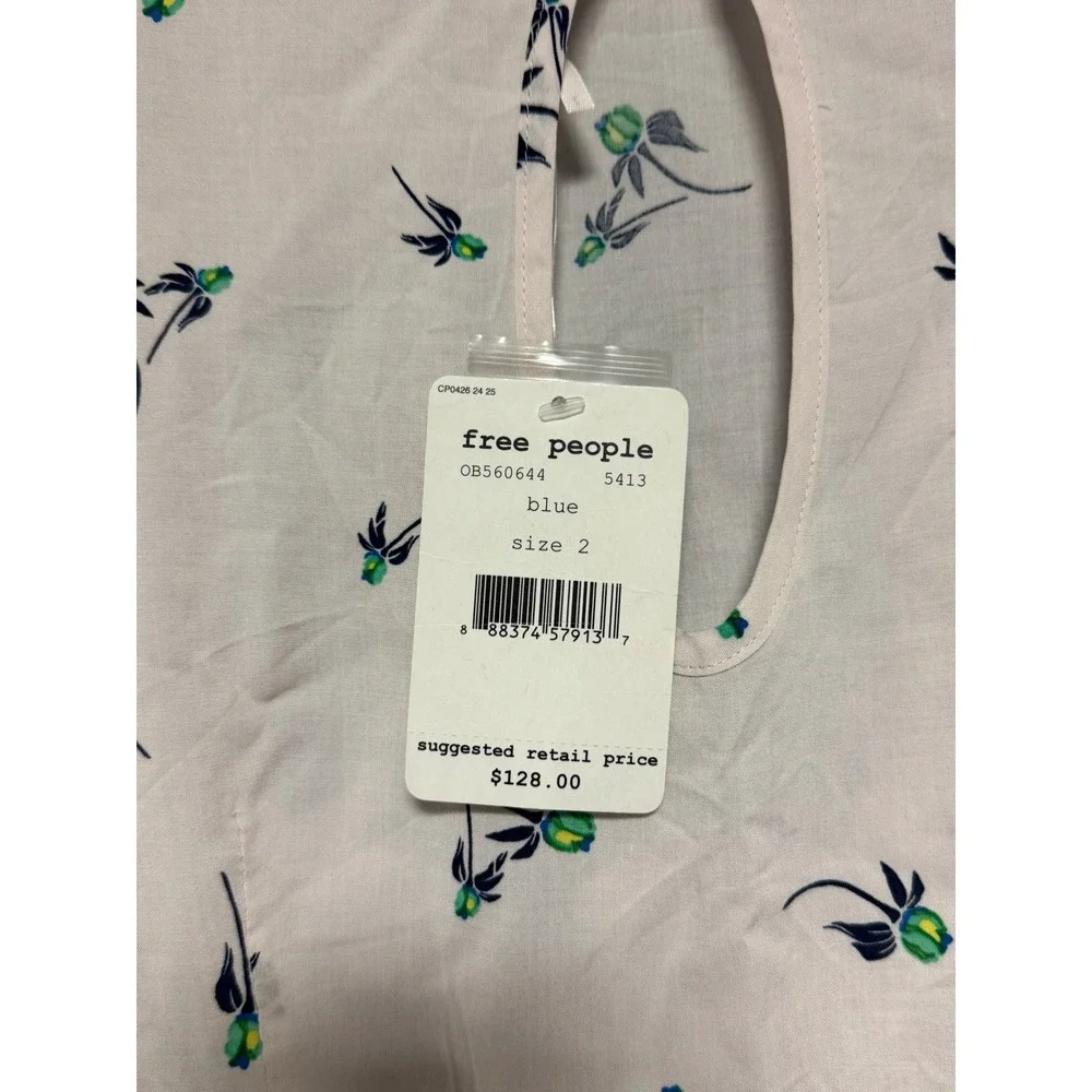 Free People Margot Floral Slip Dress‎ Pale Pink Size 2 NWT Boho Chic Minimalist